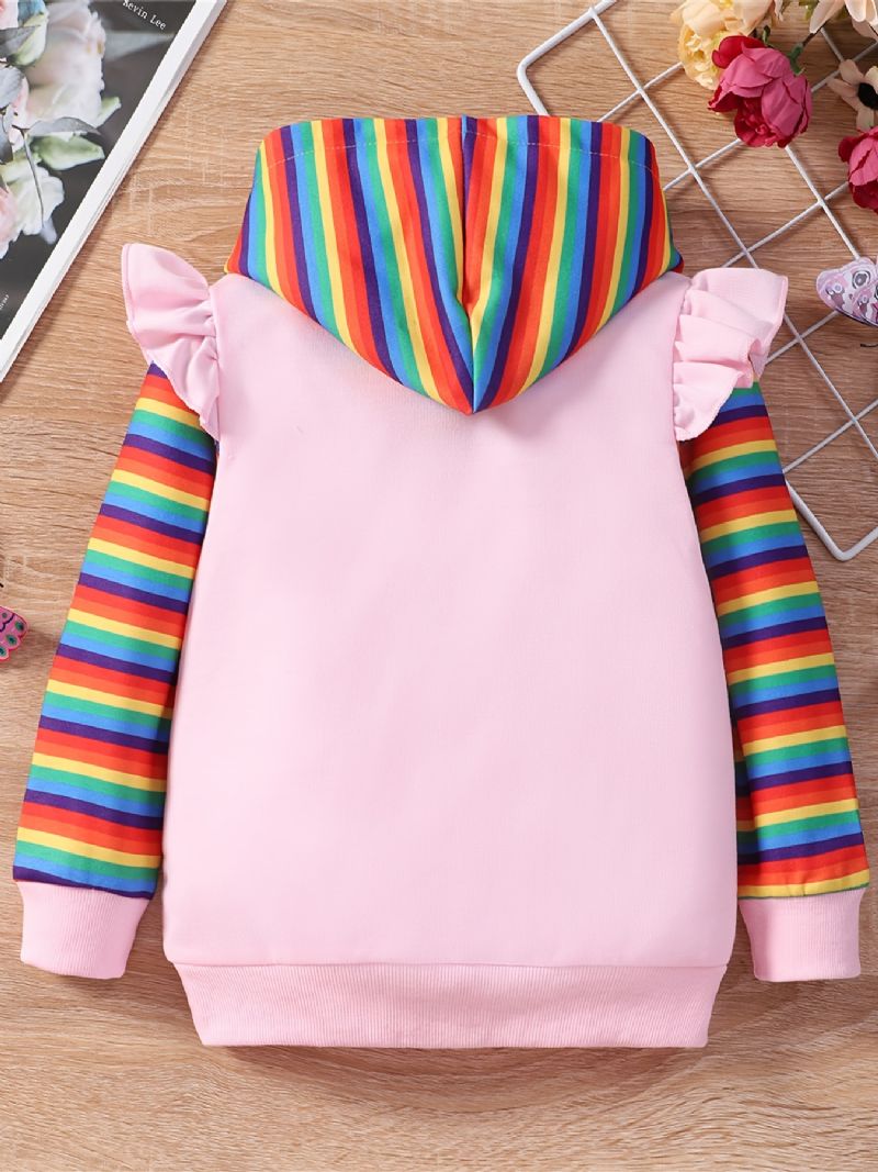 Baby Børn Piger Hættetrøje Regnbuemønster Børnetøj