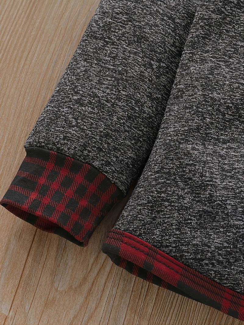 Baby Drenge Color Block Plaid Hættetrøje & Snøre Joggingbukser Til Vinterrød