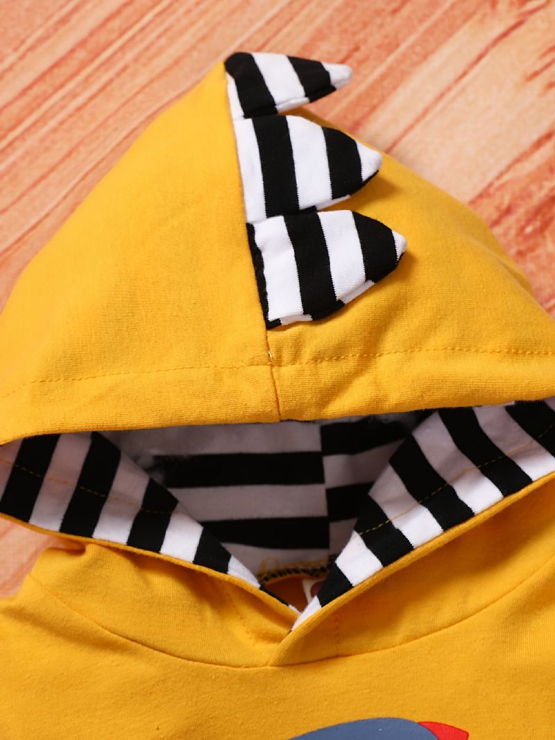 Baby Drenge Dinosaur Print Langærmet Hættetrøje Sweatshirt & Bukser Sæt