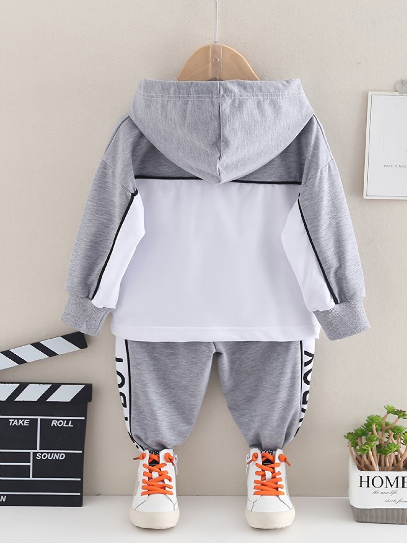 Baby Drenge Hættetrøje Brevtryk Langærmet Sweatshirt & Sportsbukser Sæt Børnetøj