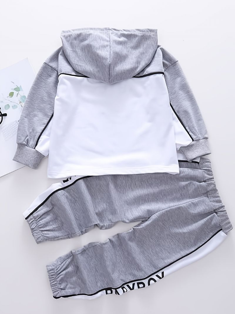 Baby Drenge Hættetrøje Brevtryk Langærmet Sweatshirt & Sportsbukser Sæt Børnetøj