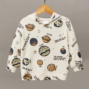 Baby Drenge Hoodie Planet Print Langærmet Sweatshirt Toppe Børnetøj