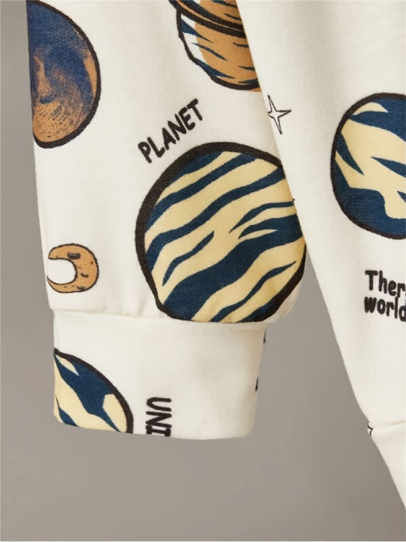Baby Drenge Hoodie Planet Print Langærmet Sweatshirt Toppe Børnetøj