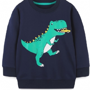 Baby Drenge Pullover Dinosaur Print Langærmet Rundhals Sweatshirt Børnetøj