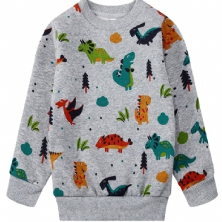 Baby Drenge Pullover Dinosaur Print Rundhals Langærmet Sweatshirt Børnetøj