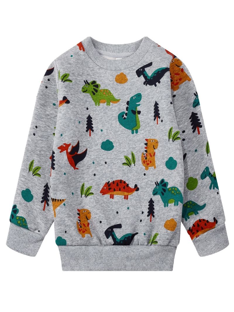 Baby Drenge Pullover Dinosaur Print Rundhals Langærmet Sweatshirt Børnetøj