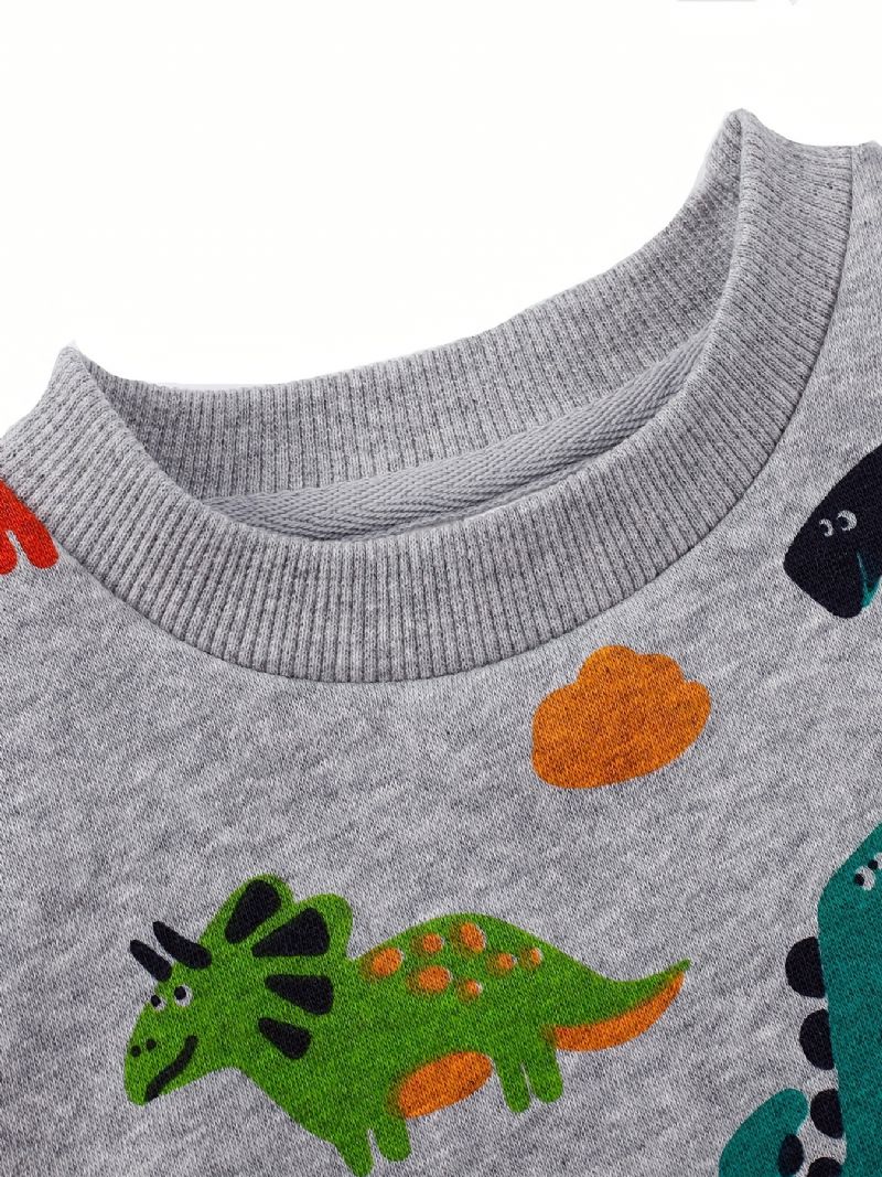 Baby Drenge Pullover Dinosaur Print Rundhals Langærmet Sweatshirt Børnetøj