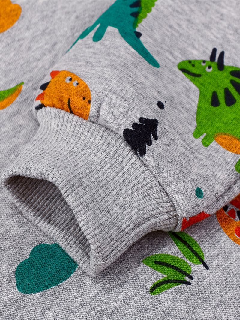 Baby Drenge Pullover Dinosaur Print Rundhals Langærmet Sweatshirt Børnetøj