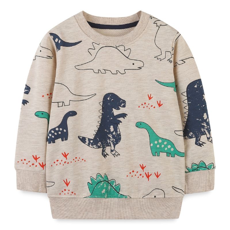 Baby Drenge Pullover Dinosaur Print Rundhals Langærmet Sweatshirt Overdele Børnetøj