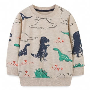 Baby Drenge Pullover Dinosaur Print Rundhals Langærmet Sweatshirt Overdele Børnetøj