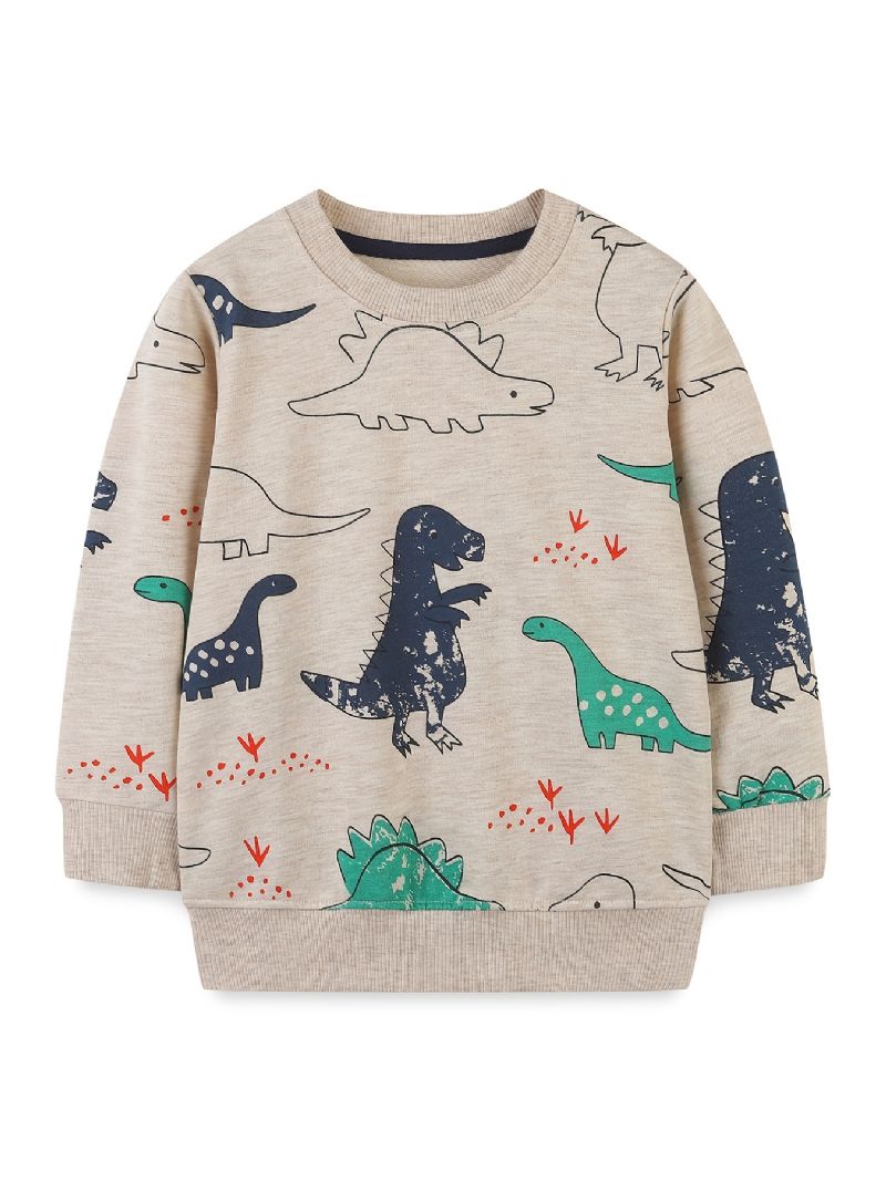 Baby Drenge Pullover Dinosaur Print Rundhals Langærmet Sweatshirt Overdele Børnetøj