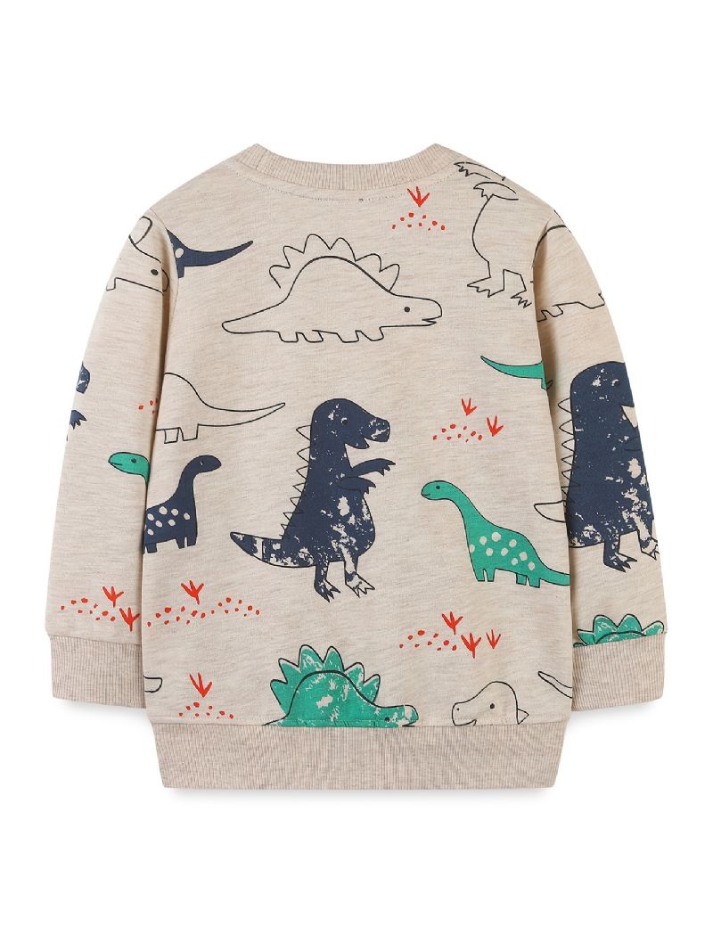 Baby Drenge Pullover Dinosaur Print Rundhals Langærmet Sweatshirt Overdele Børnetøj