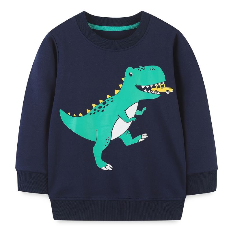 Baby Drenge Pullover Dinosaur Print Rundhals Langærmet Sweatshirt Overdele Børnetøj