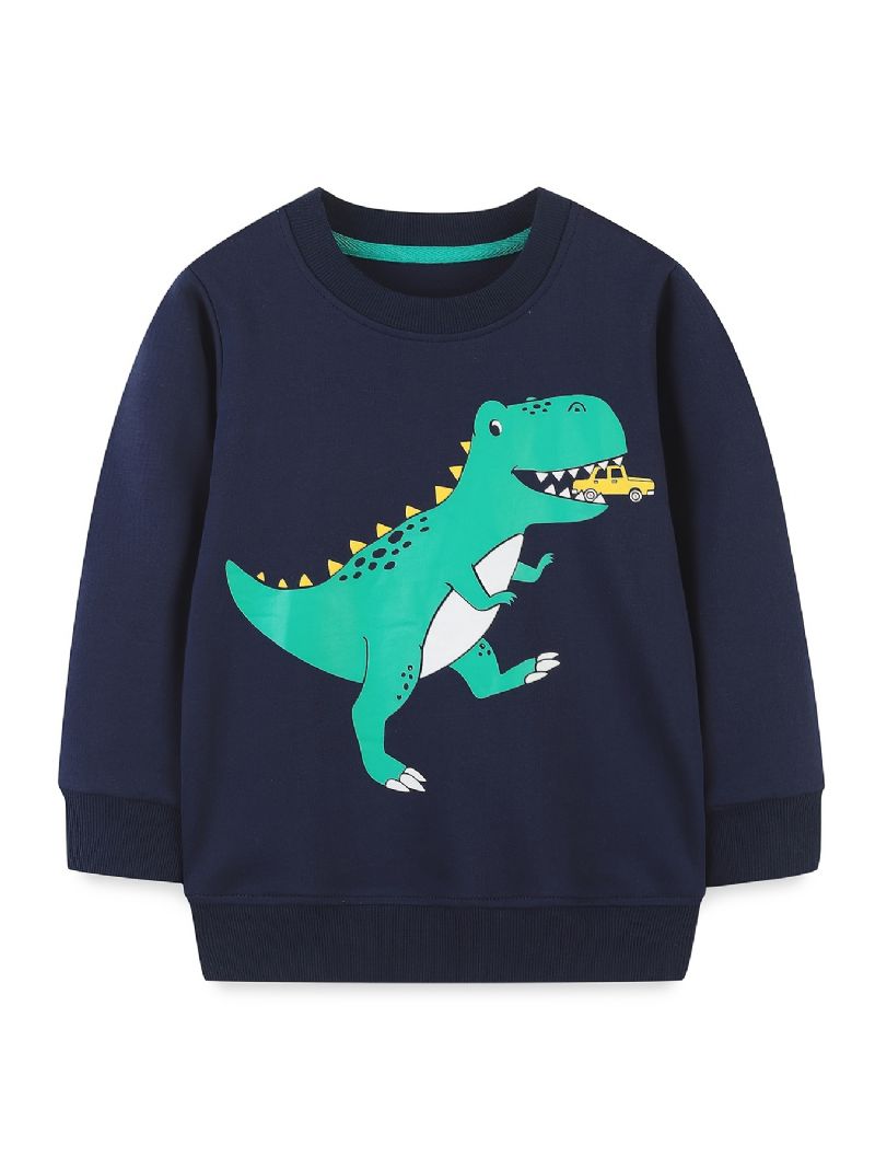 Baby Drenge Pullover Dinosaur Print Rundhals Langærmet Sweatshirt Overdele Børnetøj