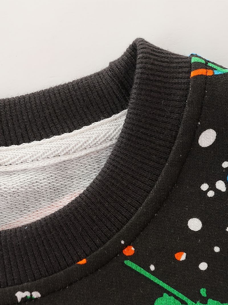 Baby Drenge Pullover Graffiti Print Rund Hals Langærmet Sweatshirt Overdele Børnetøj
