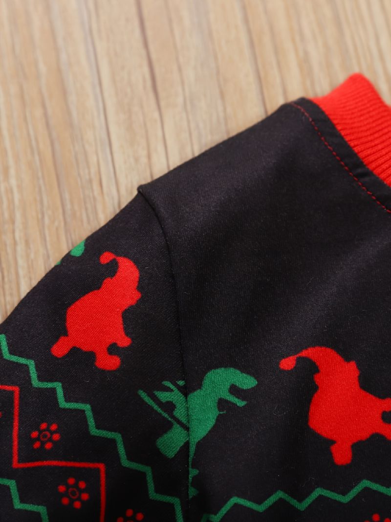 Baby Drenge Pullover Jul Grafisk Dinosaur Print Rundhalset Langærmet Sweatshirt Børnetøj