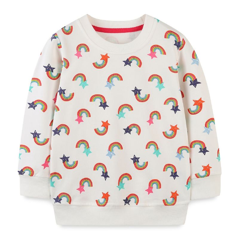 Baby Drenge Pullover Regnbuetryk Rundhals Langærmet Sweatshirt Overdele Børnetøj