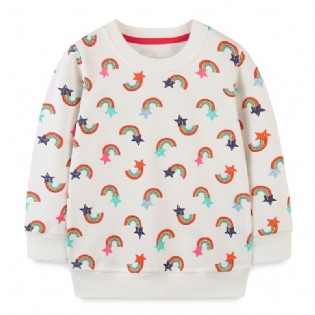 Baby Drenge Pullover Regnbuetryk Rundhals Langærmet Sweatshirt Overdele Børnetøj