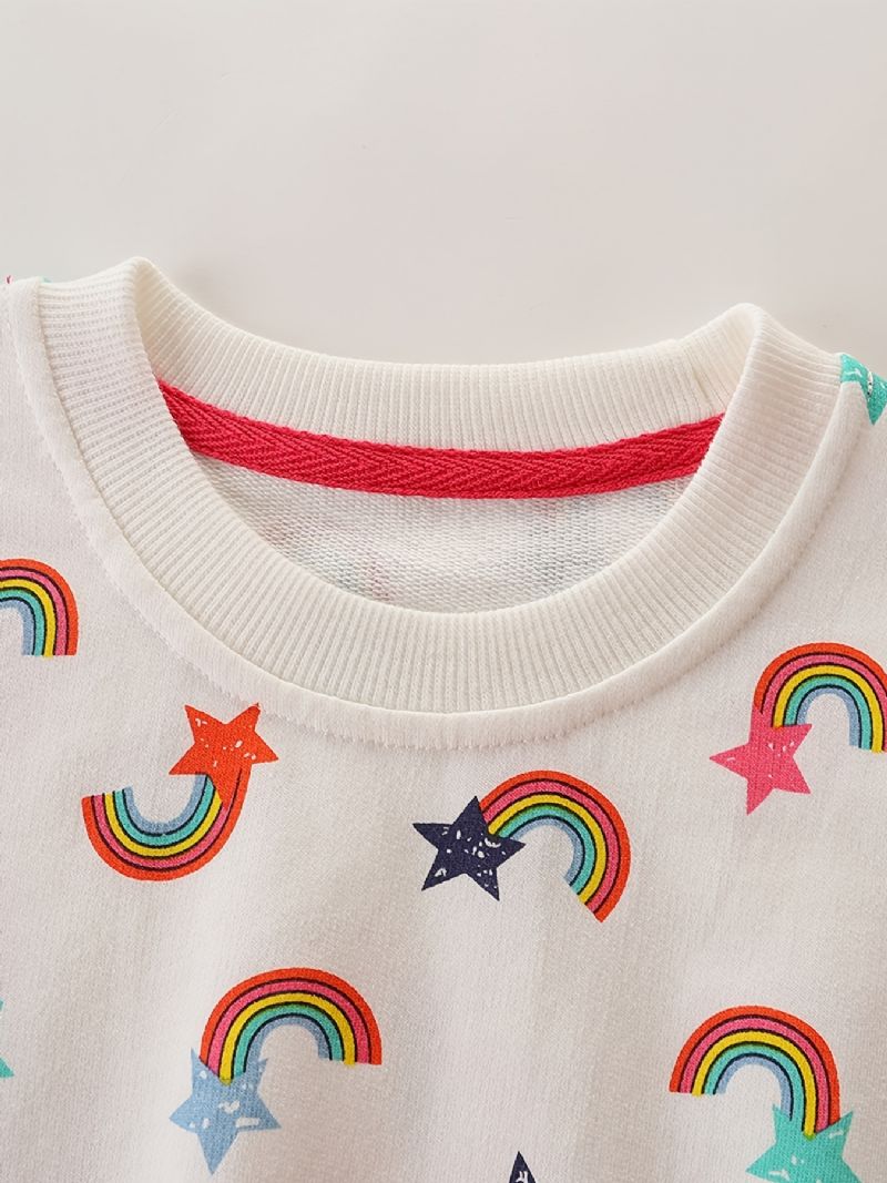 Baby Drenge Pullover Regnbuetryk Rundhals Langærmet Sweatshirt Overdele Børnetøj