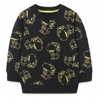 Baby Drenge Pullover Sød Dinosaur Print Rundhals Langærmet Sweatshirt Overdele Børnetøj