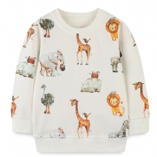 Baby Drenge Pullover Tegnefilm Dyr Grafisk Rundhals Langærmet Sweatshirt Børnetøj