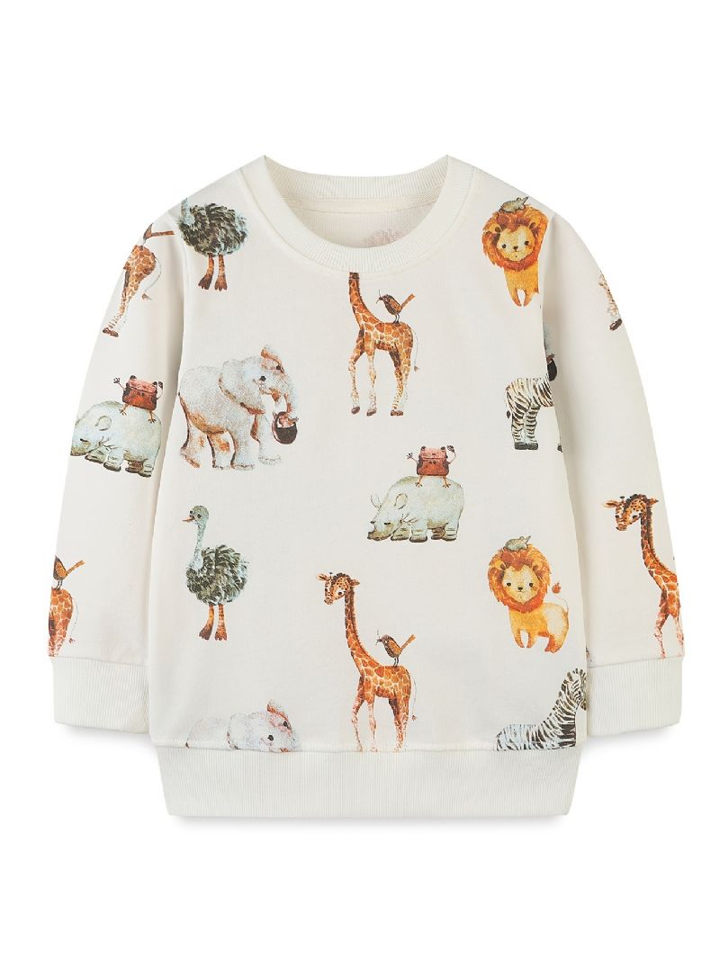 Baby Drenge Pullover Tegnefilm Dyr Grafisk Rundhals Langærmet Sweatshirt Børnetøj