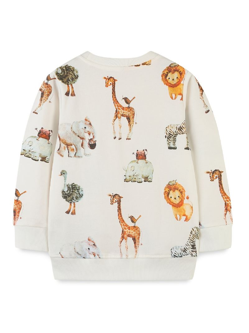 Baby Drenge Pullover Tegnefilm Dyr Grafisk Rundhals Langærmet Sweatshirt Børnetøj