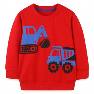 Baby Drenge Pullover Tegnefilm Gravemaskine Grafisk Rundhals Langærmet Sweatshirt Børnetøj