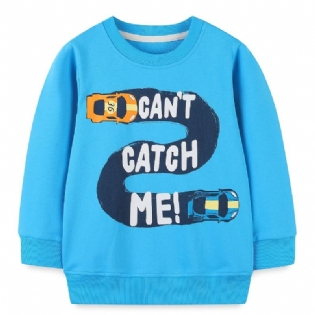 Baby Drenge Pullover Tegneserie Bil Print Rund Hals Langærmet Sweatshirt Overdele Børnetøj