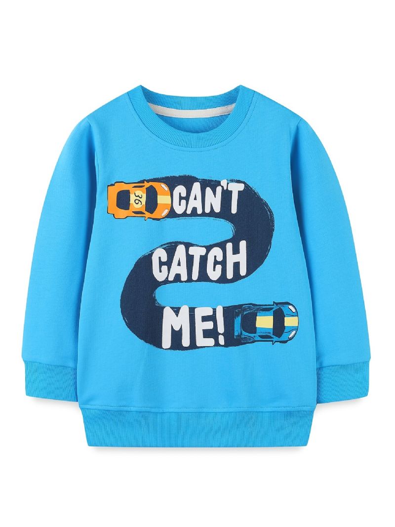 Baby Drenge Pullover Tegneserie Bil Print Rund Hals Langærmet Sweatshirt Overdele Børnetøj