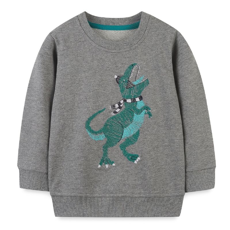 Baby Drenge Pullover Tegneserie Dinosaur Grafisk Rundhals Langærmet Sweatshirt Børnetøj