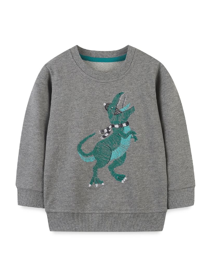 Baby Drenge Pullover Tegneserie Dinosaur Grafisk Rundhals Langærmet Sweatshirt Børnetøj