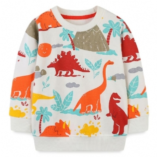 Baby Drenge Pullover Tegneserie Dinosaur Grafisk Rundhals Langærmet Sweatshirt Børnetøj