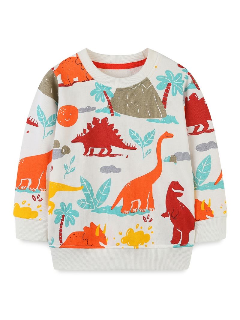 Baby Drenge Pullover Tegneserie Dinosaur Grafisk Rundhals Langærmet Sweatshirt Børnetøj