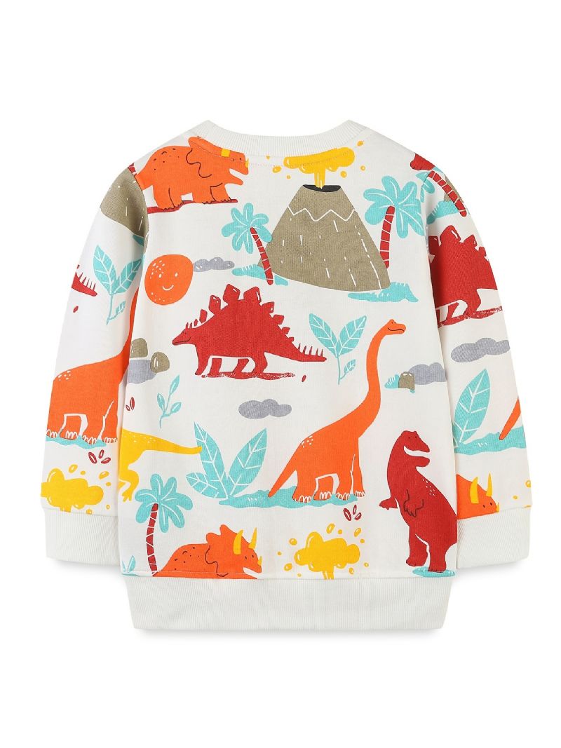 Baby Drenge Pullover Tegneserie Dinosaur Grafisk Rundhals Langærmet Sweatshirt Børnetøj