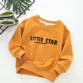 Baby Drengebrev Lille Stjerne Trykt Langærmet Sweatshirt Med Rund Hals