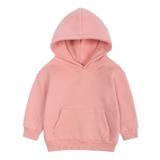 Baby Ensfarvet Hættetrøje Fleece Varm Langærmet Trøje Sweatshirt Piger Drenge Børn Tøj