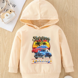 Baby Hættetrøje Tegneserie Bilprint Langærmet Trøje Sweatshirt Til Piger Drenge Børn Tøj