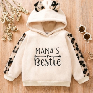 Baby Piger Leopard Ear Hoodie Mama's Bestie Little Print Langærmet Pullover Sweatshirt Børnetøj