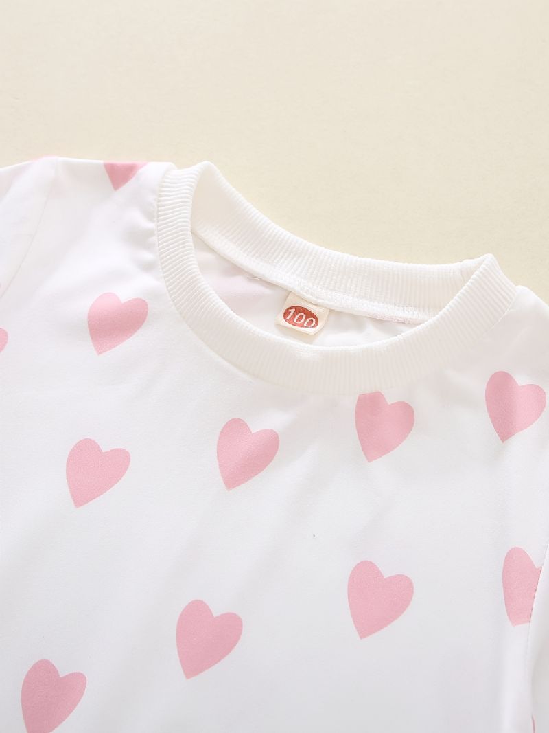 Baby Piger Pullover Heart Print Rundhals Langærmet Sweatshirt Top Børnetøj