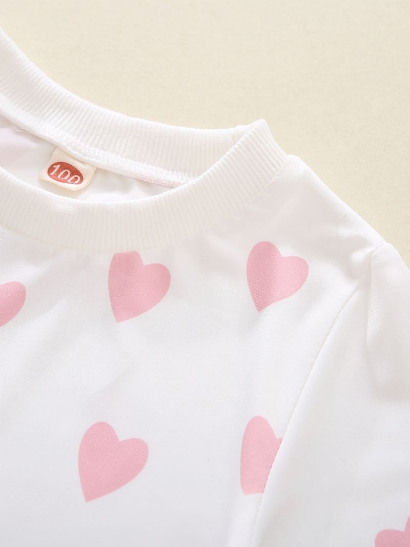 Baby Piger Pullover Heart Print Rundhals Langærmet Sweatshirt Top Børnetøj