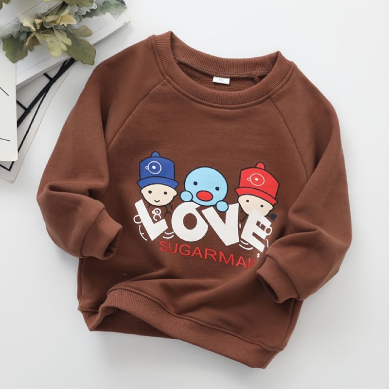 Baby Pullover Letter Print Rundhals Langærmet Sweatshirt Drenge Piger Børn Tøj