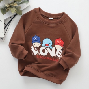 Baby Pullover Letter Print Rundhals Langærmet Sweatshirt Drenge Piger Børn Tøj