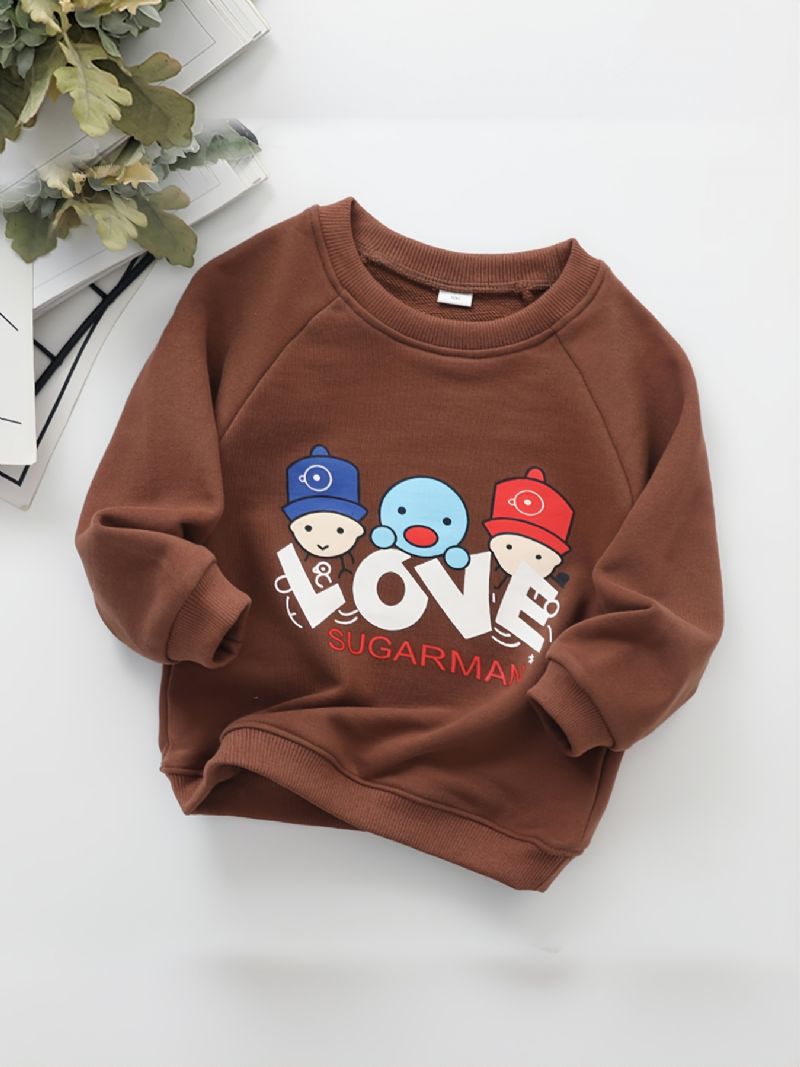 Baby Pullover Letter Print Rundhals Langærmet Sweatshirt Drenge Piger Børn Tøj