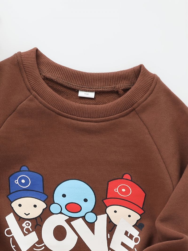 Baby Pullover Letter Print Rundhals Langærmet Sweatshirt Drenge Piger Børn Tøj