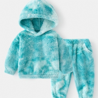 Baby Tie Dye Hættetrøje Plys Varm Sweatshirt Og Bukser Vinter Til Piger Drenge Børnetøj