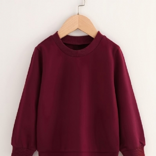 Babypiger Solid Sweatshirt Med Rund Hals Til Efterår Og Vinter Ny