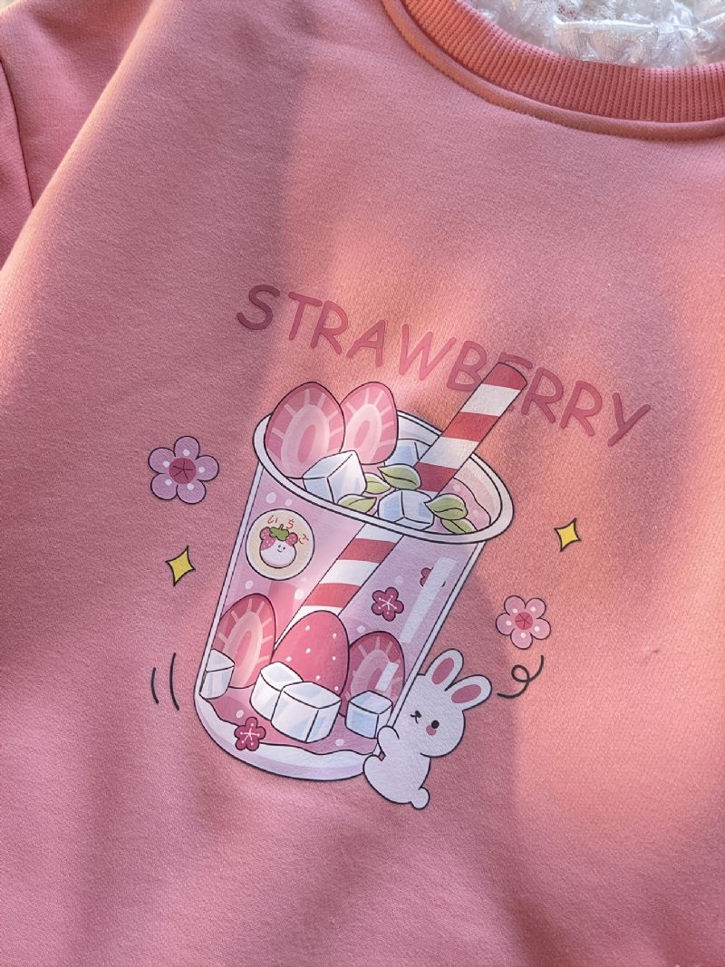 Børn Blonder Manchet Langærmet Blondekrave Print Sød Varm Sweatshirt Efterår Vinter