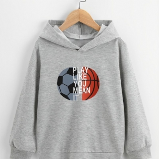 Børn Drenge Basketball Print Hættetrøje Sweatshirt