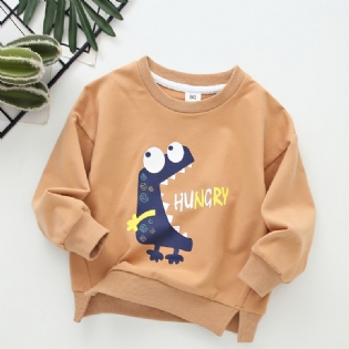 Børn Drenge Dinosaur Print Rundhals Langærmet Sweatshirt